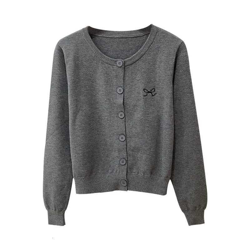 Women Sweater Cardigan Autumn Winter Bow Embroidered Knitted Coats Female Round Neck Singlebreasted Tops Lady Elegant KnitwearT251028