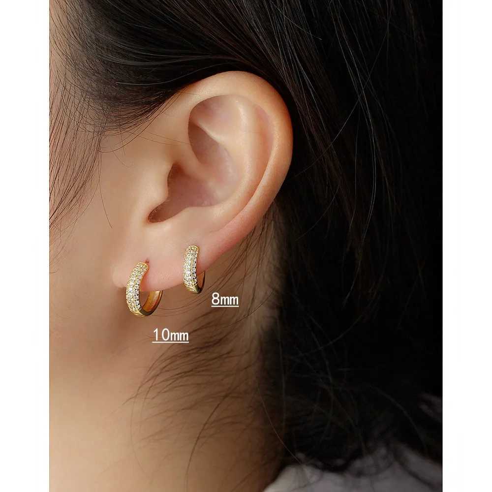 CCFJOYAS 925 Sterling Silver Pave Zircon Hoop Earrings 18k Gold Plated Ear Buckle Light Luxury Wedding Party Fine JewelryW251029