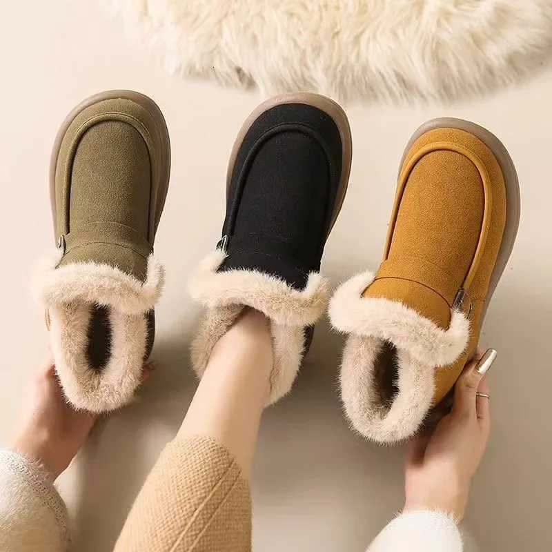 Winter Womens Snow Boots Korean Version New Plush Comfortable Super Warm Anti Slip Soft Bottom Belt Buckle Womens Shoes Z251029