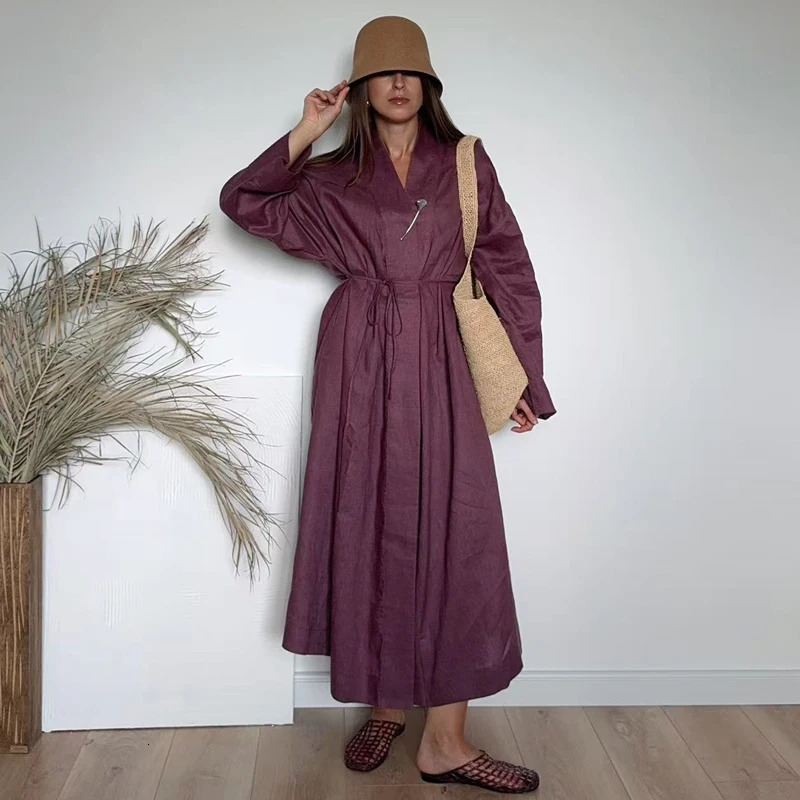 2025 Summer Autumn Linen Cardigan Long outerwear Women cape 251029