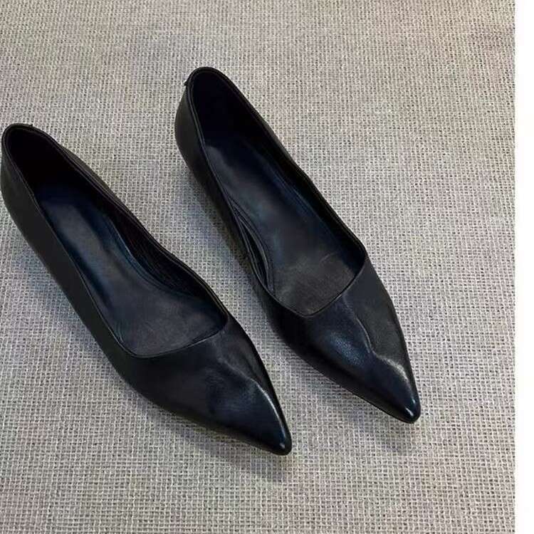 Sheepskin Version~ Pointed Designer Shoe Toe Elegant Low Heel Single for Women Shallow Mouth Commuting Slip-On French Simple Shoes