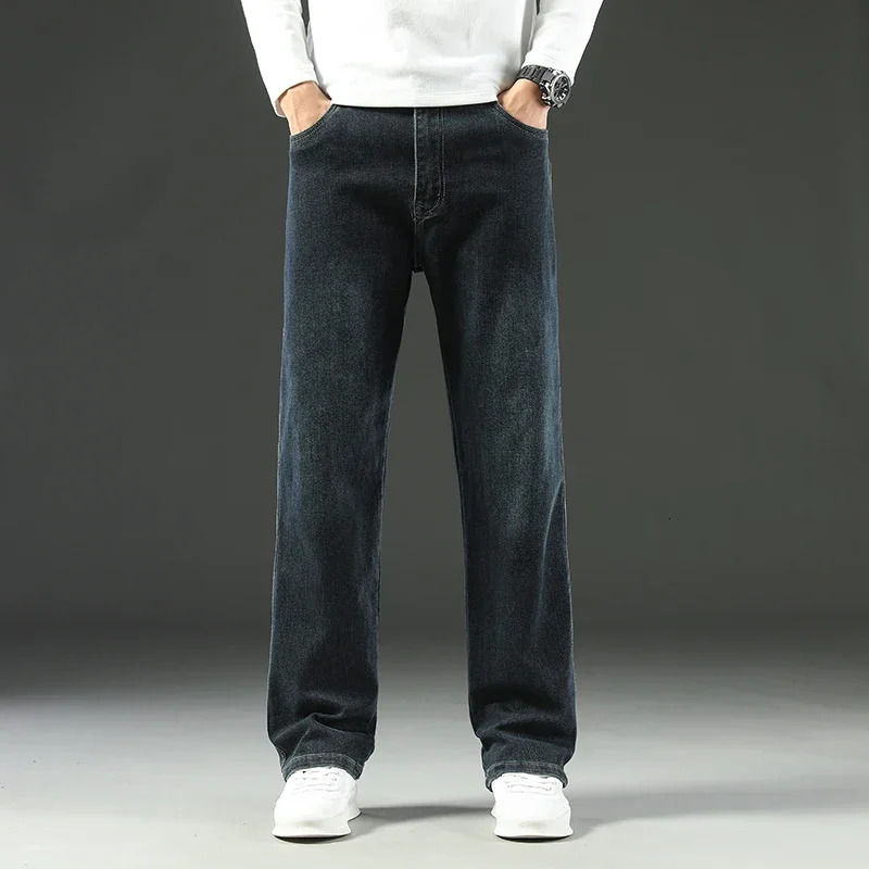 2025 Spring and Autumn Mens Jeans Loose Comfortable Straight Business Casual Versatile Wideleg Business Trousers 251029