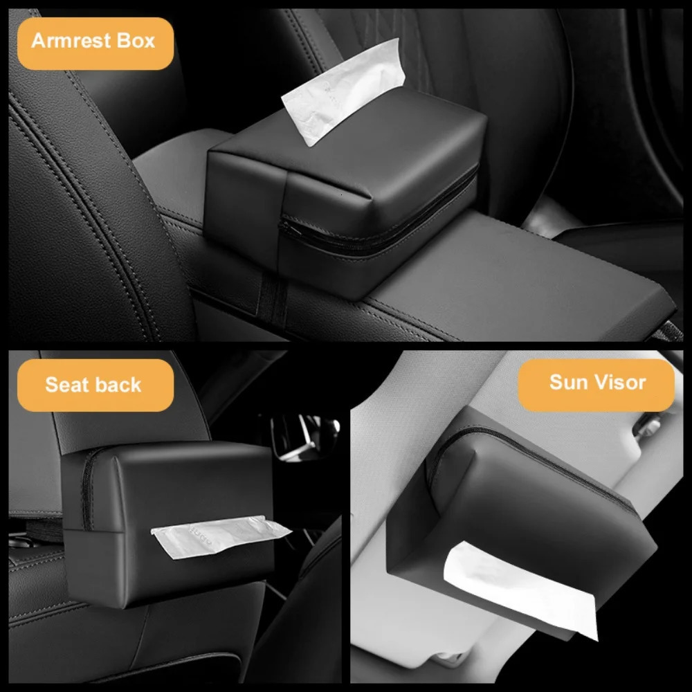 Car Tissue Box Sunshade Seat Backrest Suspension Tissue Box Car Armrest Box Tissue Storage Box With Fix Strap Car Storage 251029