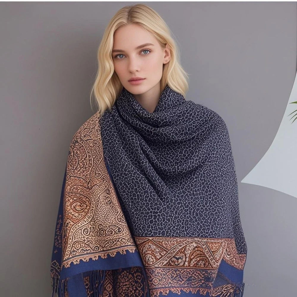 180x90cm Chain Print Shawl Womens AutumnWinter CottonLinen Large Scarf Warm and SunProtective Necktie 251013