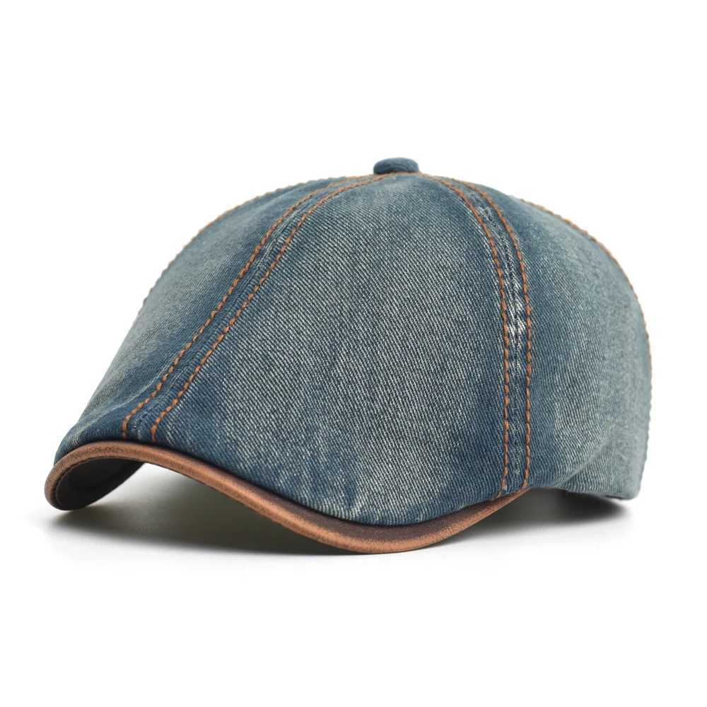 Denim Beret Hat Washed Vintage Peaked Cap Adjustable Cotton Newsboy Cap Casual Hats Flat CapW251029