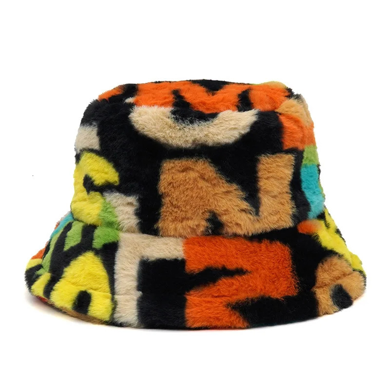 Winter Bucket Hat Womens Fashion Leopard Panama Warm Hats Female Vintage Faux Fur Fisherman Cap For Women Drop 251013