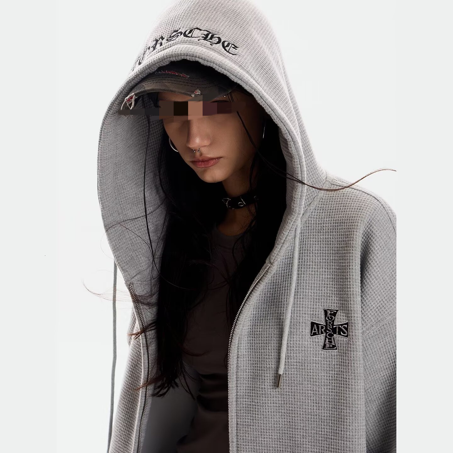 American designer fashion brand INS hooded cardigan wool sweater for men and women, new loose zipper waffle casual jacket for youth