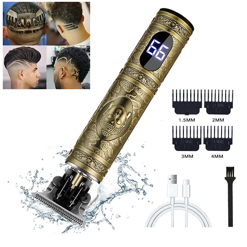 T9 Electric Clipper Professional Barber Shaver Beard Trimmer Body Hair Cutting Machine for Men Dragon Buddha 251029 C260312