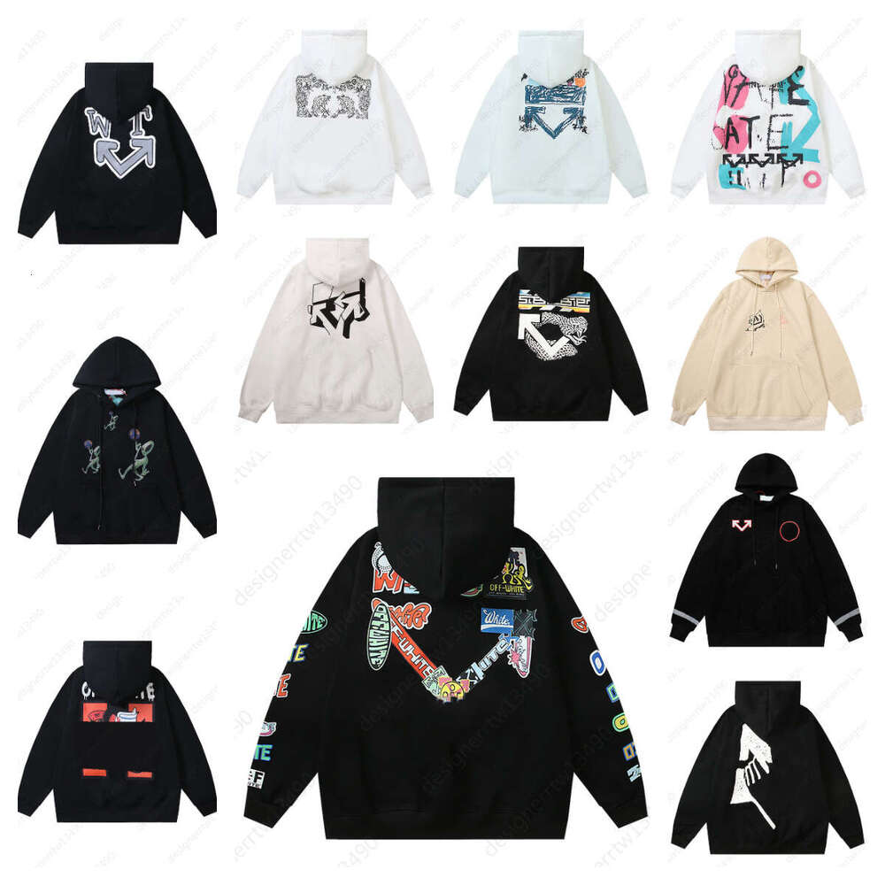 designer hoodies for men sweatshirt off whitehoody Arrow pattern print streetwear hip hop pullover trendy loose hooded sweater mens hoodie