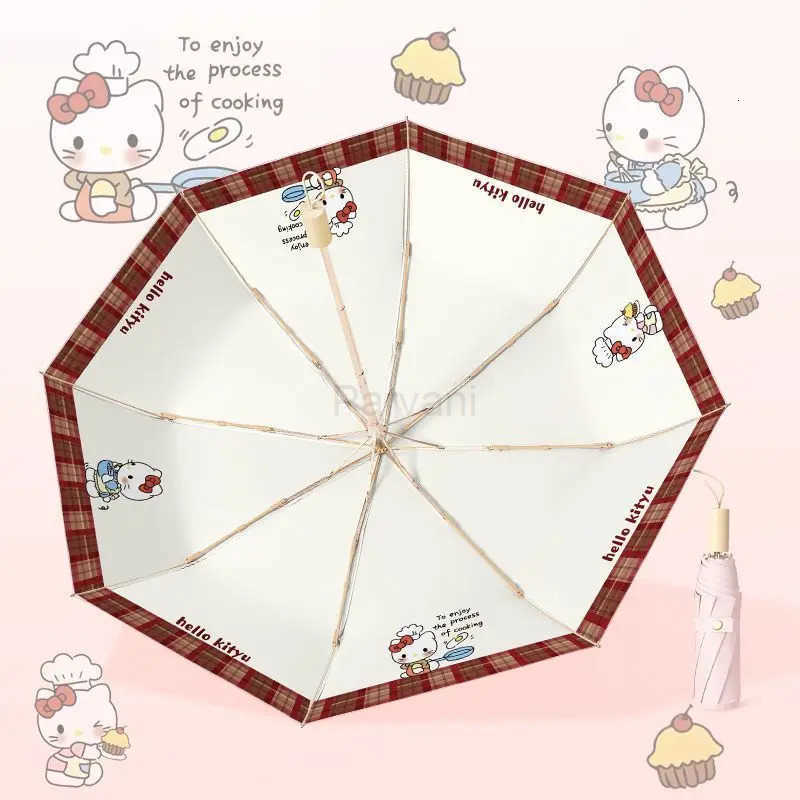 Sanrio New Miniso 16K Plus Size Umbrella Hellokitty Kawaii Anime Uv Protection Rain Dual Purpose Folding Umbrella Girl Surprise Gift L251029