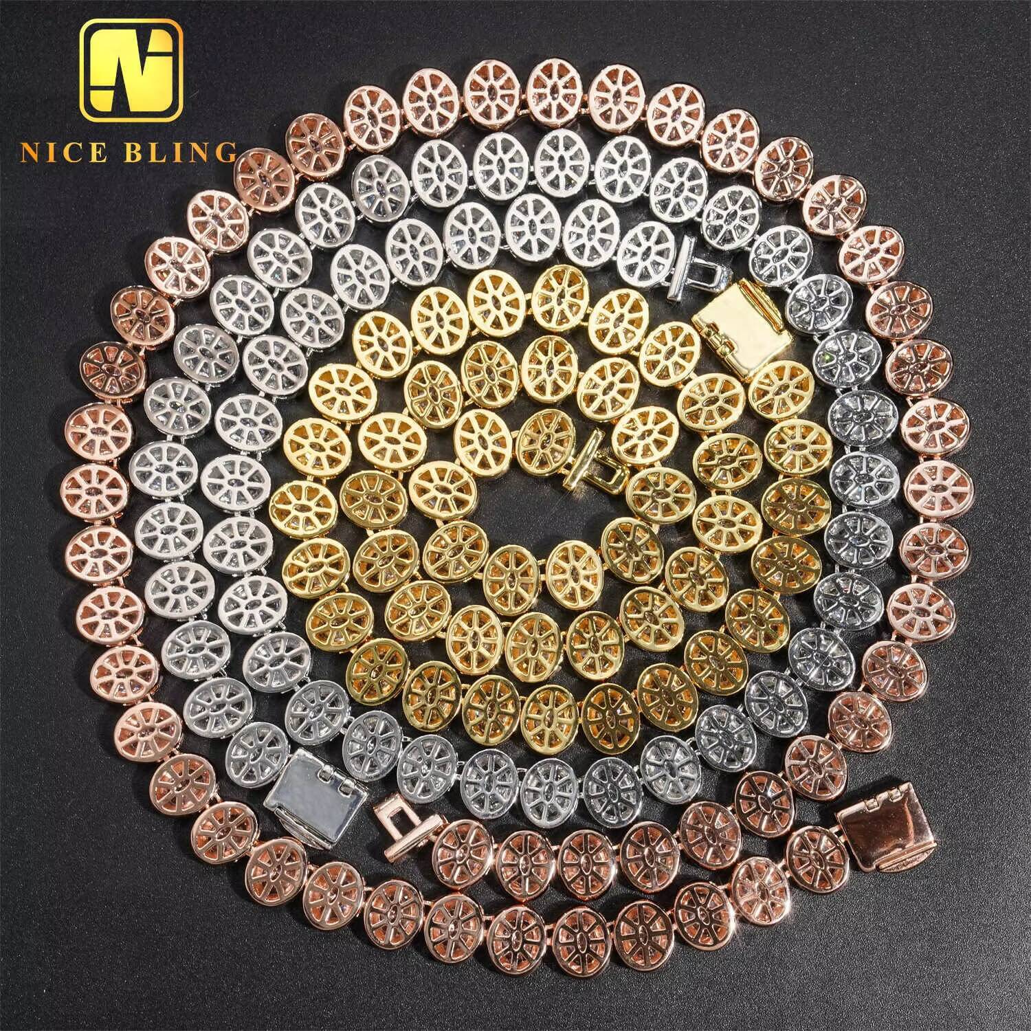Oval Cut Iced Out Diamond Clustered Tennis Chain Sugar Cuban Chain 18k Gold Plated Necklace Hip Hop Rock 5A CZ Rapper Jewelry