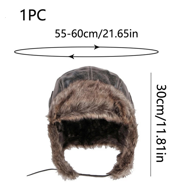 Unisex Winter Ushanka Hat Trapper Trooper Earflap Warm Faux Fur Leather Waterproof Ski Hat Bomber Cap Ear Protectors Hat 251029