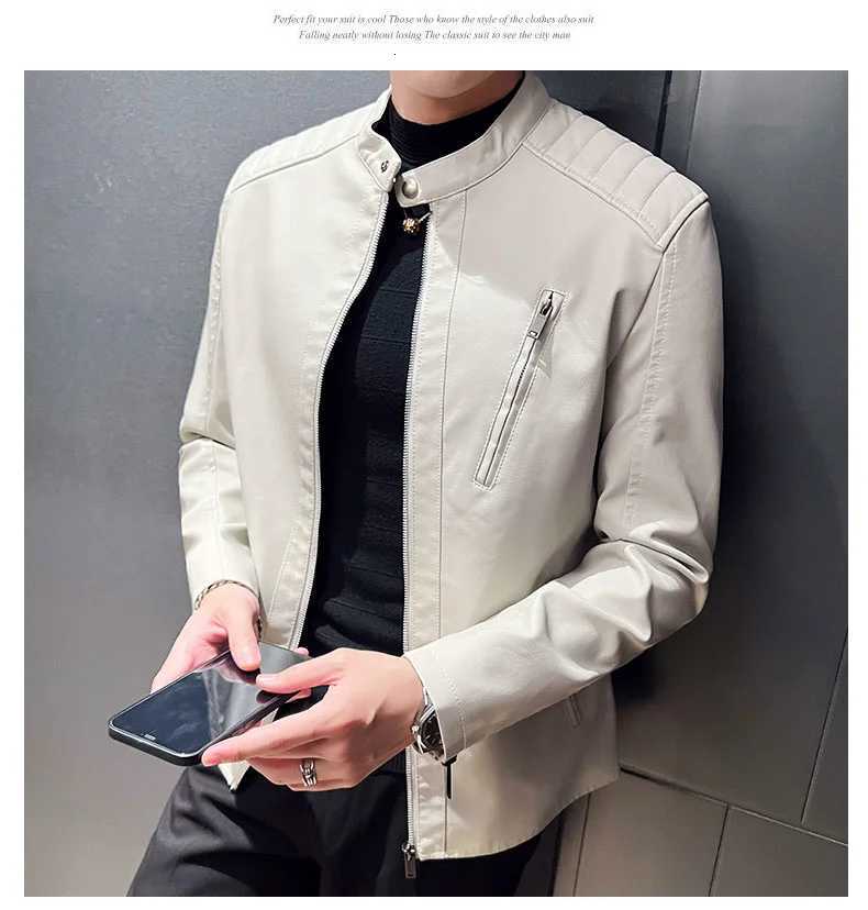 Mens Lapel Leather Jacket Retro Tight Motorcycle PU Jacket Male Antiwind Motorcycle Streetwear Spring Casual Biker Jacket MenT251029