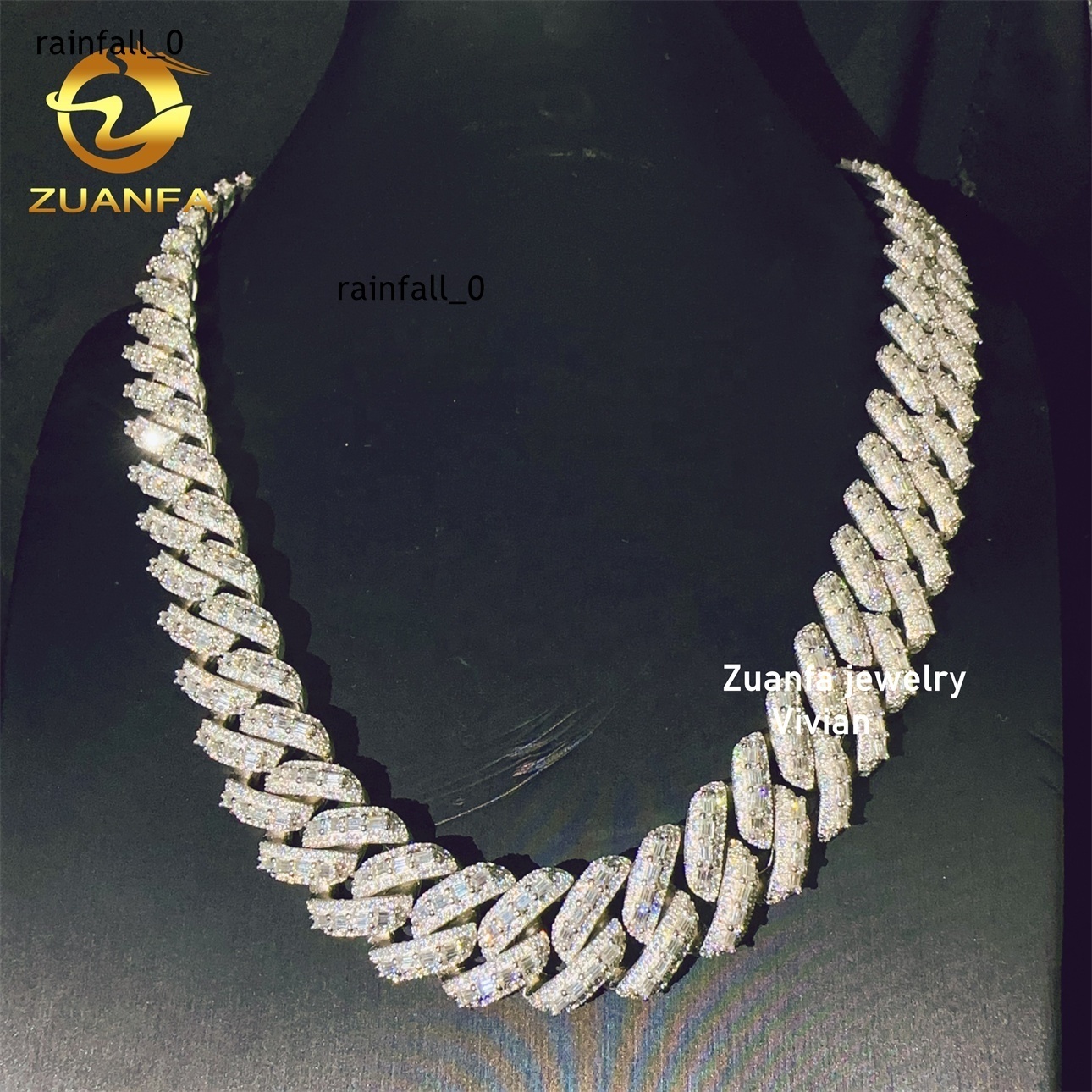 Cuban Link Moissanite 18mm Sterling Silver 925 VVS Moissanite Diamond Iced Out Hip Hop Cuban Link Chain Necklace