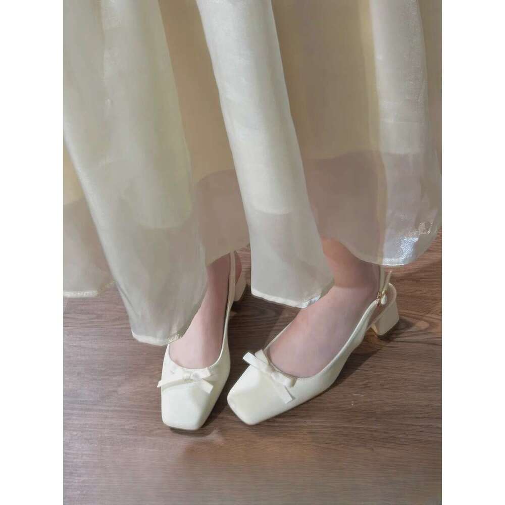 Women's 2025 Summer New Style Designer Shoe Gentle Temperament Fairy Style Peep-Toe Backless Chunky Heel Mary Jane High Heel Sandals