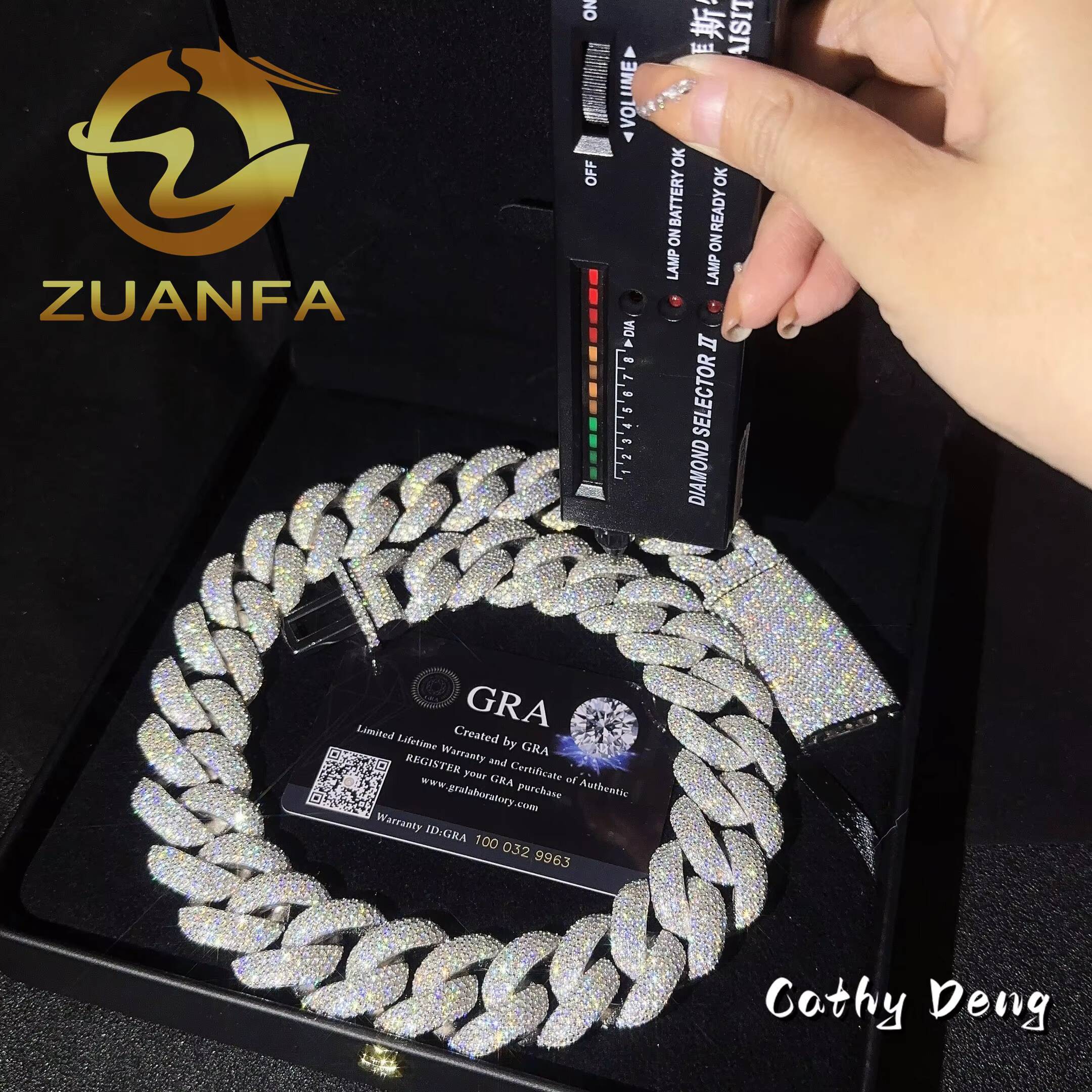 Hip Hop Jewelry 25mm 5 Rows VVS Moissanite Cuban Chain Big Miami 925 Cuban Link Chain Iced Out Moissanite Pass Diamond Tester