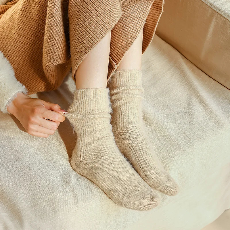 Women Wool Socks Warm Winter Thick Cashmere Fuzzy Casual Solid Color Comfortable Home Sock Soft Long Thermal High Quality 251029