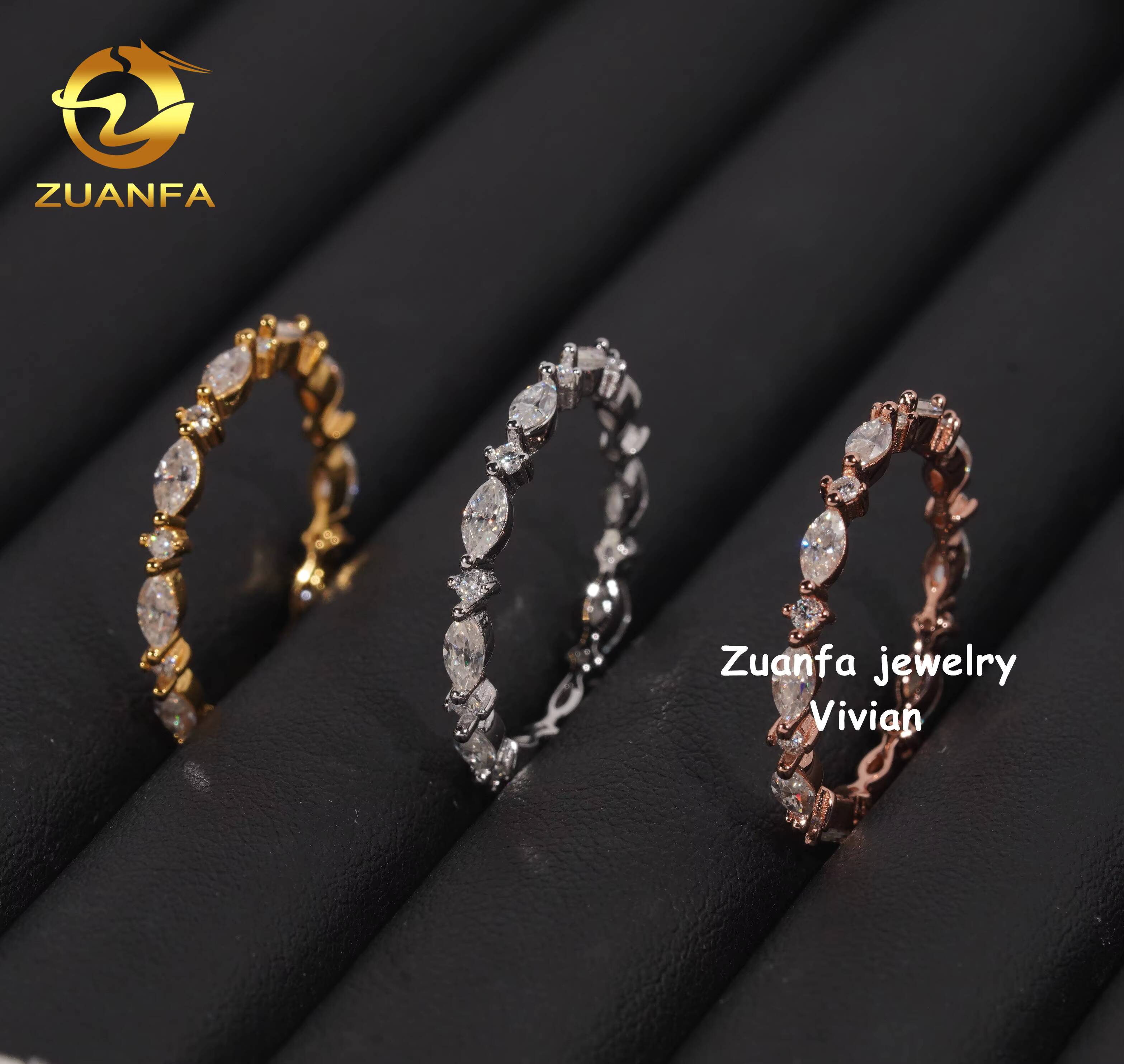 D Color VVS Moissanite Diamond Customized Female StyleWedding Bridal Luxury Jewelry Sterling Silver 925 Band Ring