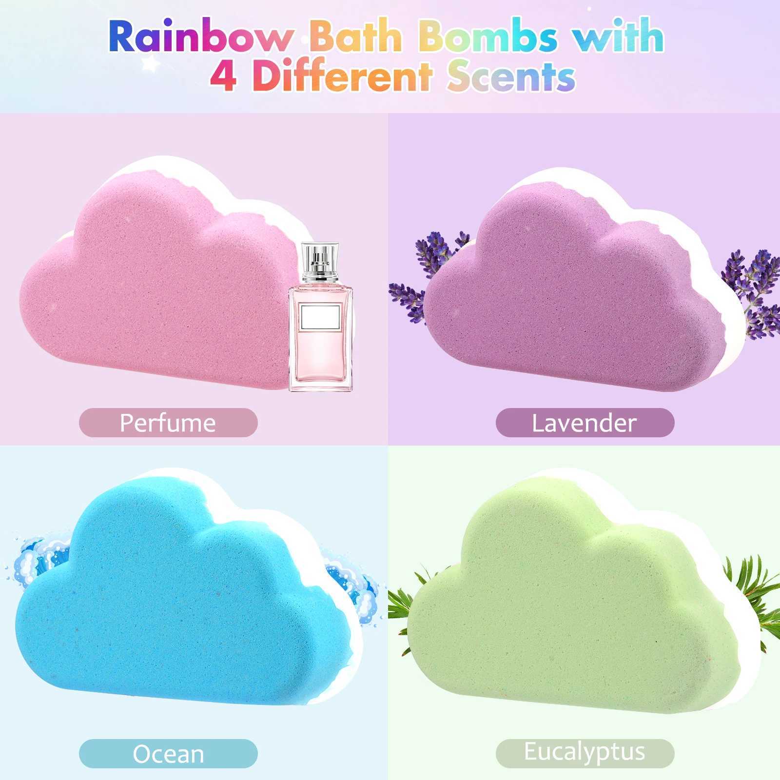 1Pcs4Pcs Rainbow Bath Bombs Gift Set Handmade Organic Bath Bombs for Kids Girls Natural Kid Bubble Bath Fizzy L251029