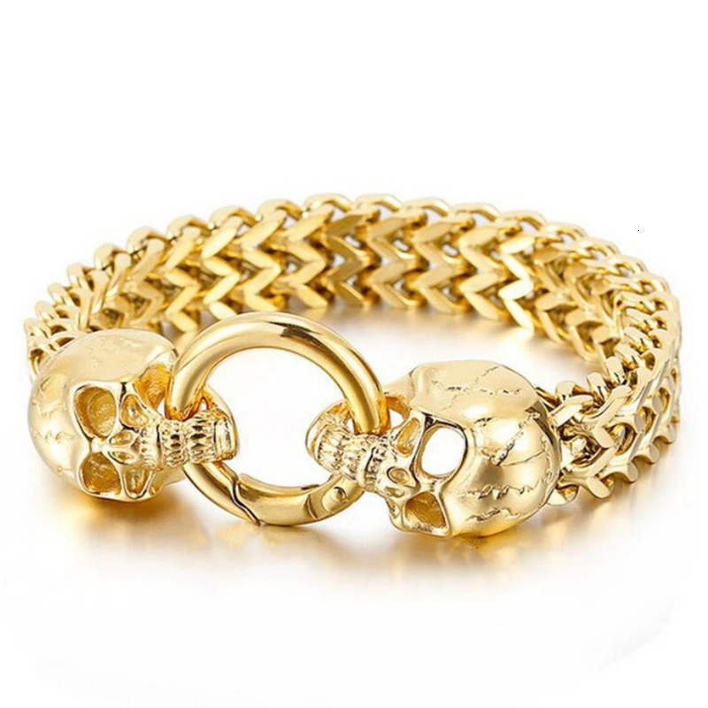 Punk MultiSize Bracelet Men Accessories Stainless Steel Skull Charm Bracelets Bangles Mens Bracelet Jewelry Men Pulseras Mujer 251028