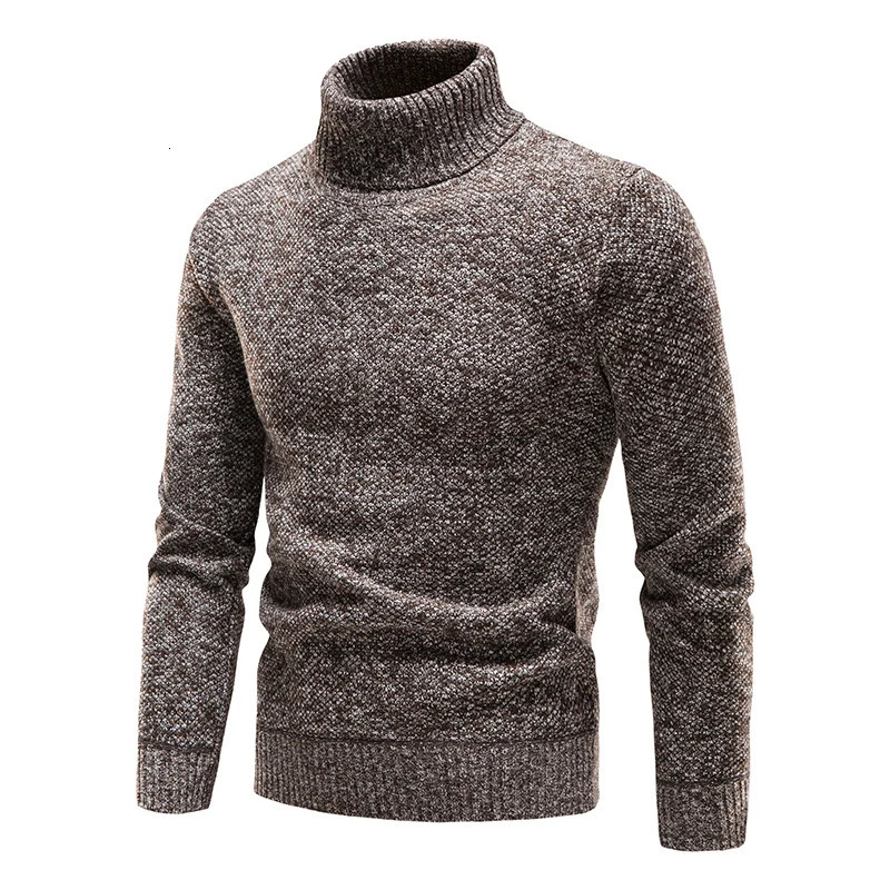 Autumn Winter Fleece Sweater Men Thicker Turtleneck Warm Pullover Slim Fit Man Clothes Black Brown Jumpers Elastic 251029