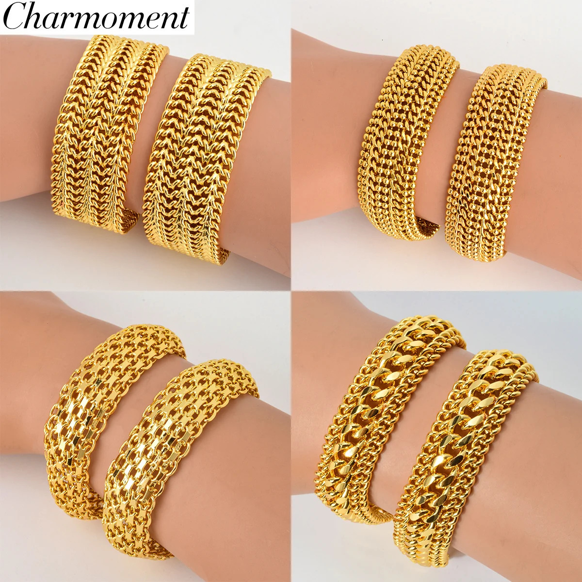 Dubai Copper Link Chain Bracelets for Unisex 18K Gold Plated Wristband Miami Curb Punk Classic Hand Jewellery Party Gift 251028