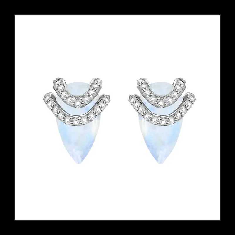 Japanese and Korean Ins Sterling Silver S925 Water Drop Moonstone Stud Earrings Female Niche Design Sense Light Luxury ExquisiteW251029