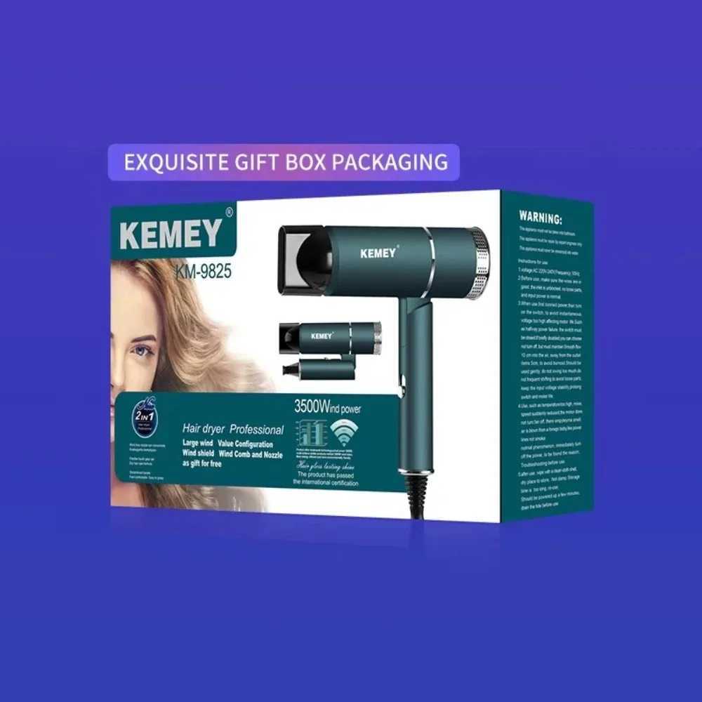 Kemei Professional Powerful Hair Dryer HighSpeed Electric Turbine Blow Dryer Negative Lon Hair Care Foldable Blow Dryer KM9825 L251029