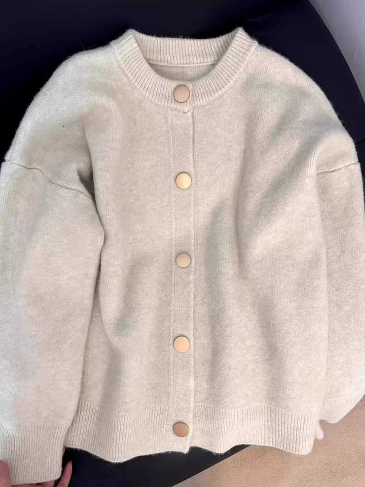 Autumn Knit Cardigan for Women Korean Soft Lazy Style O Neck Single Breasted Casual Sweaters Y2K Sweet Preppy Knitting JumperT251028