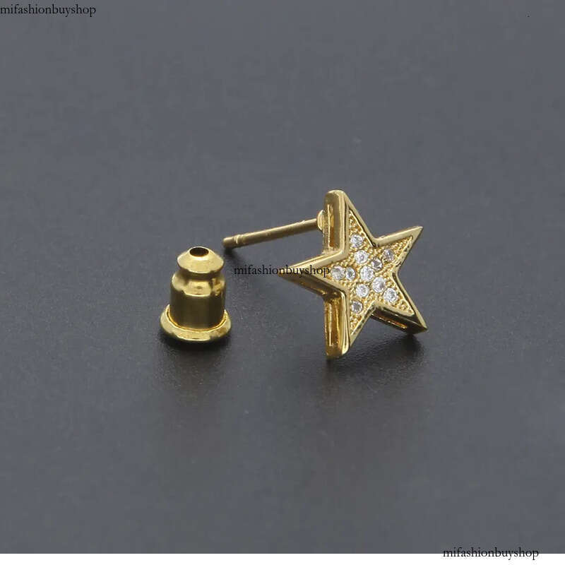 Mens Hip Hop Stud Earrings Jewelry Fashion High Quality Gold Sier Five-pointed Star Earring For Men