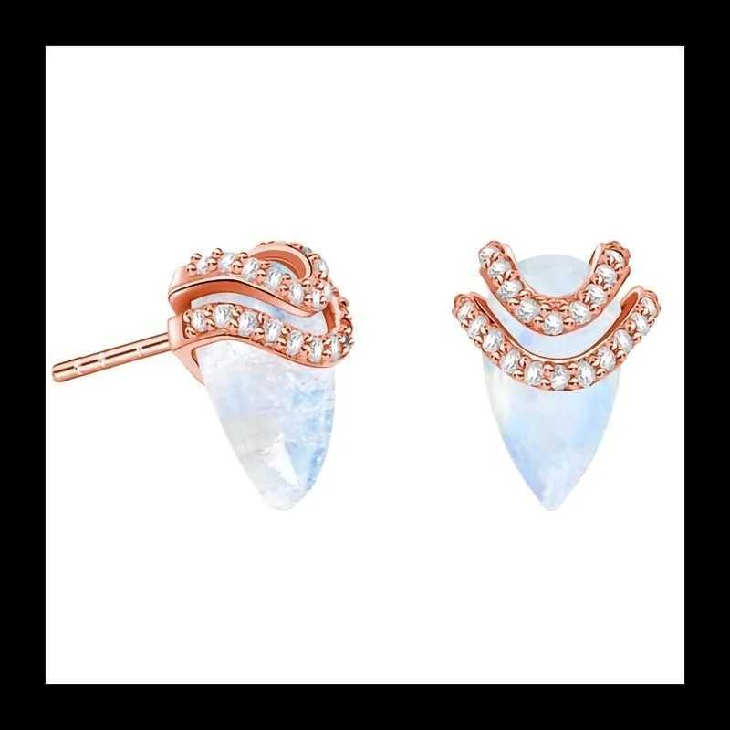 Japanese and Korean Ins Sterling Silver S925 Water Drop Moonstone Stud Earrings Female Niche Design Sense Light Luxury ExquisiteW251029