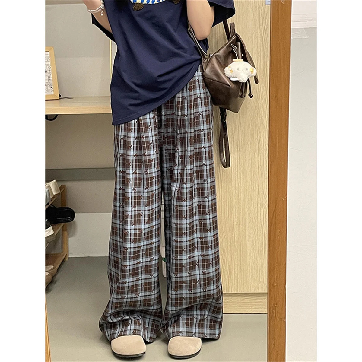 Korean HighGrade Bow Pants Women Spring Autumn Comfortable High Waist Casual Slimming Long Home Walking Pajama 251029