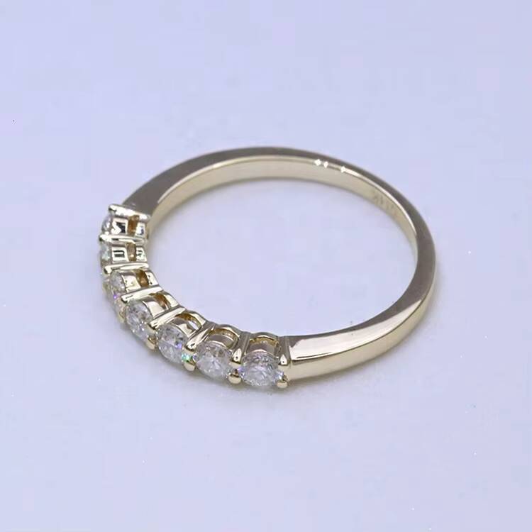 Custom Pure 18K 14K 10K 9K Real Yellow Gold Engagement Band Ring Round Brillant Cut D VVS1 Moissanite Wedding Ring for Women