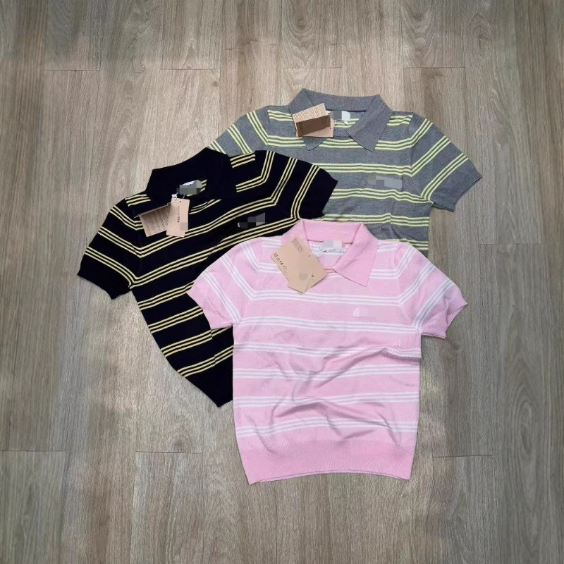 Women's Polos New Polo Small Jacquard Golo Knitted Short Sleeves Tops
