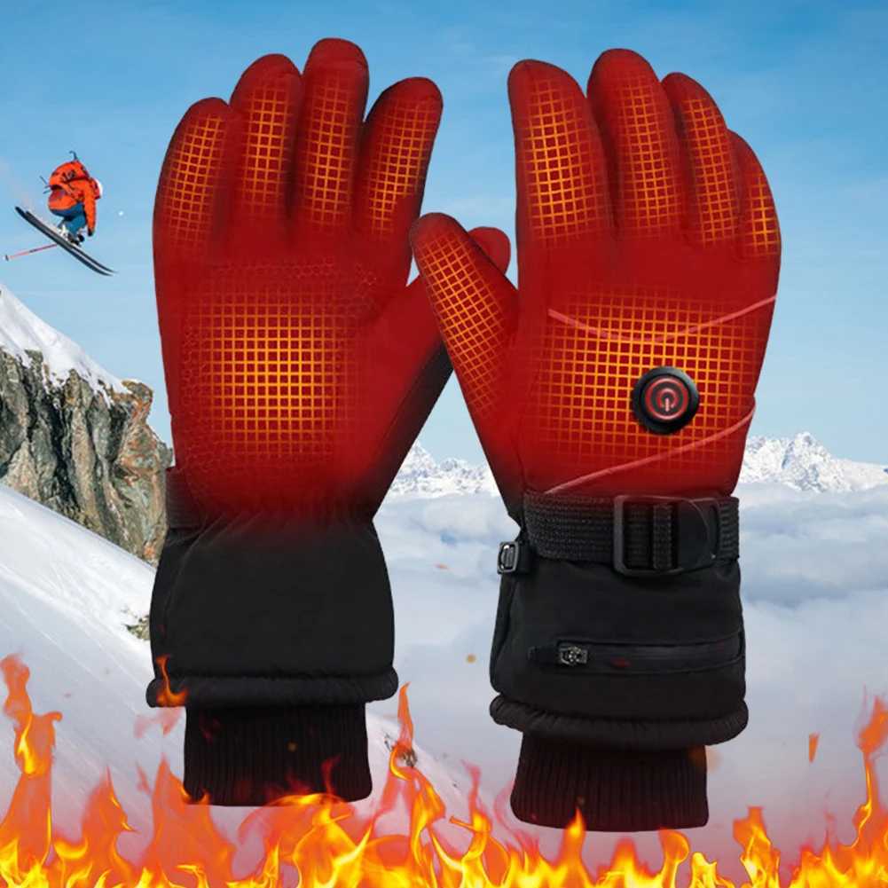 Heated Gloves Touch Screen Heating Thermal Gloves 3 Heat Levels DC Rechargeable Winter Waterproof Windproof Ski Gloves J251029