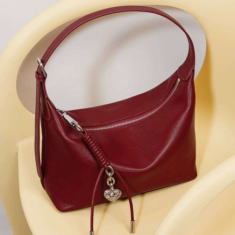 Split Leather Women's Underarm New Niche Design Vintage Simple Crossbody Cowhide Fashion Handbag Shoulder Bag Suotong1029