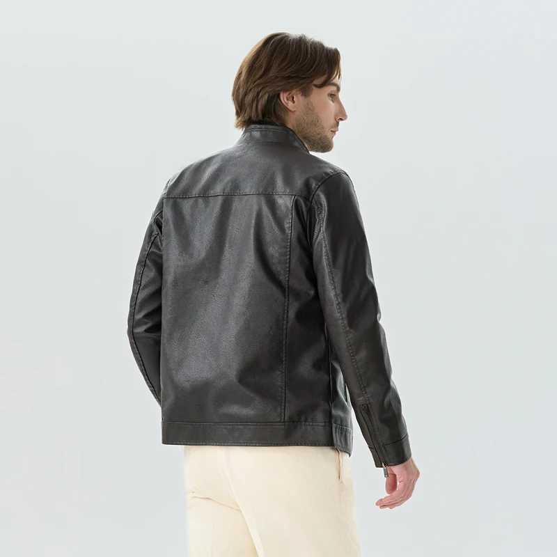Mens Workwear Leather Jacket High Quality New Top Windproof Jacket Autumn Winter Korean Version Trendy Stand Collar JacketT251029