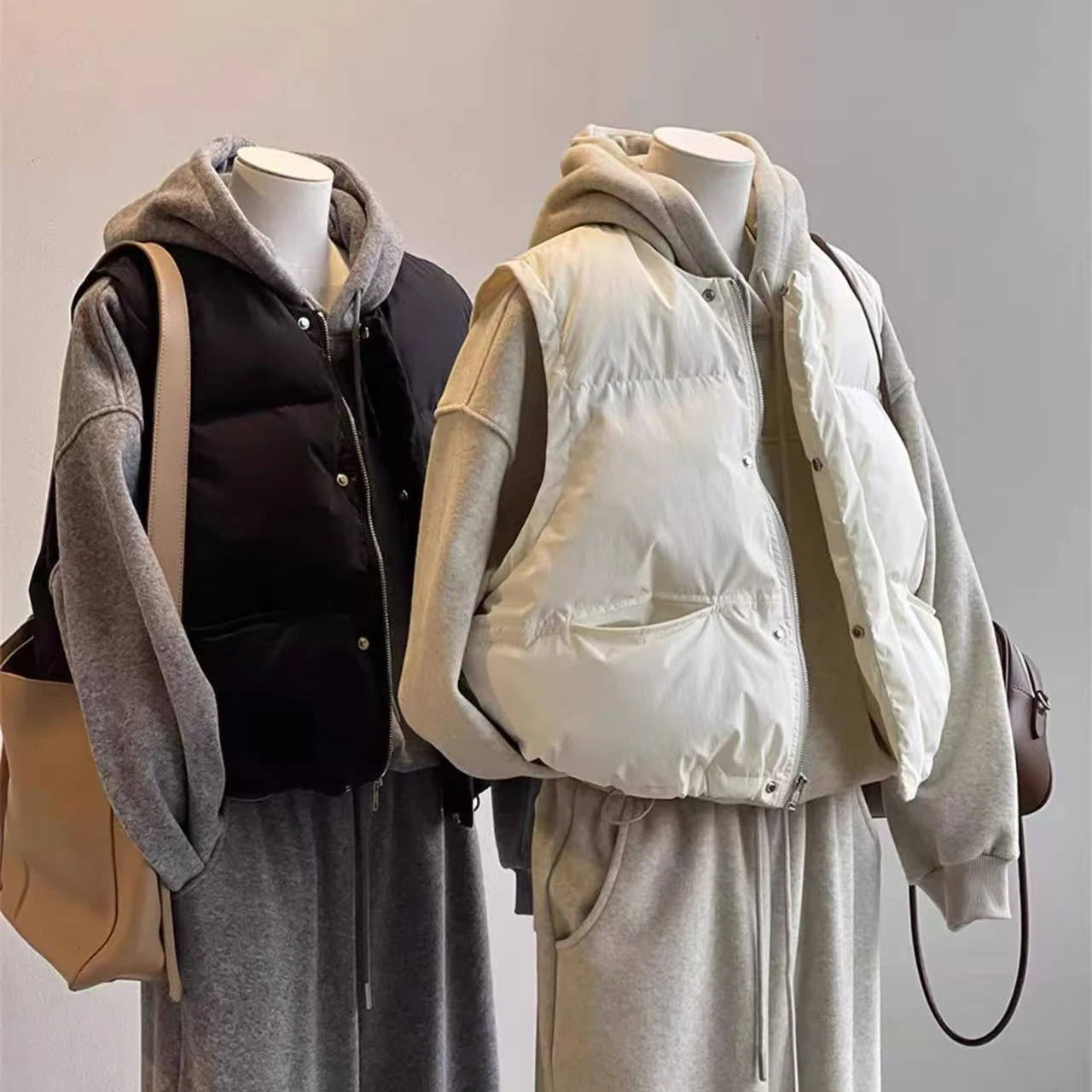 Korean Fashion Women Winter Warm Cotton Padded Jacket Sleeveless Big Pockets Thick Vests for 251027