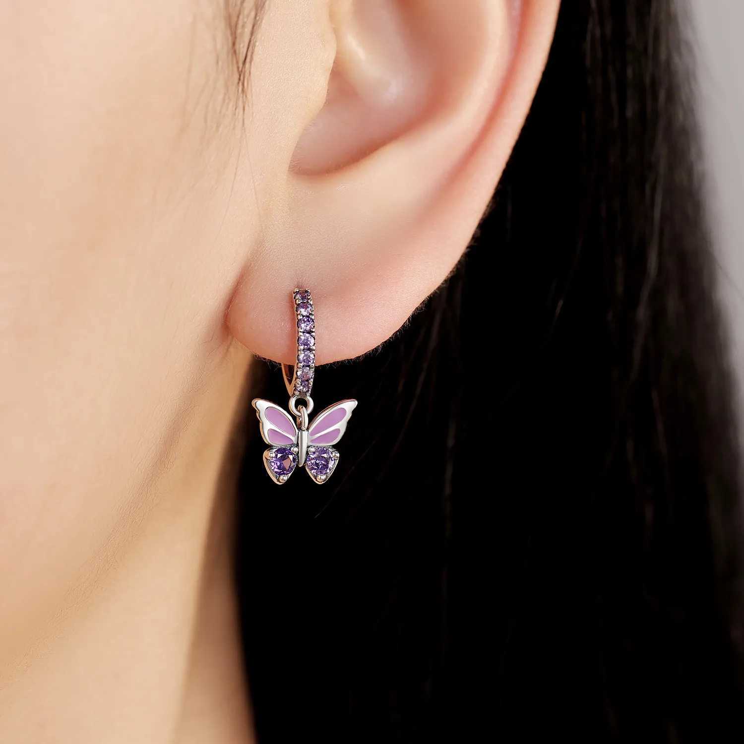 925 Sterling Silver Inlaid Zircon Butterfly Earrings Insect Element Design Womens Fashion Party Jewelry Gift Ear LoopsW251029