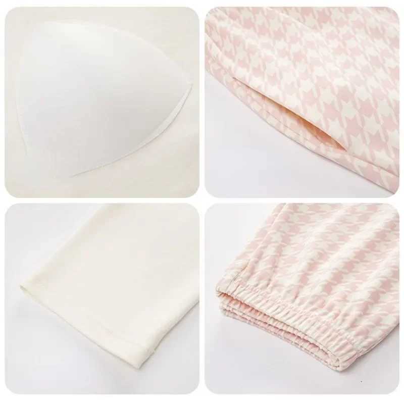 New Pajamas Chest Pads Womens Sleepwear Spring Autumn Long Sleeve Homewear Pullover Winter Loungewear Sets can be worn outsideT251029