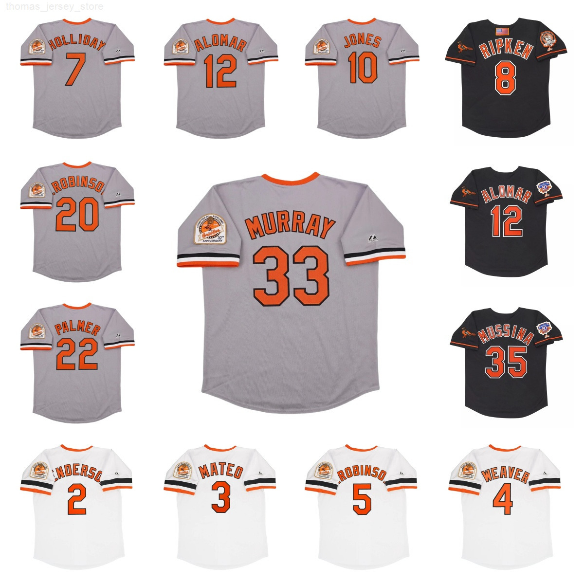 Orioles Retro baseball jersey Manny Machado Frank Robinson Jim Palmer Eric Davis Eddie Murray Adley Rutschman Mike Mussina Henderson Mateo Weaver Robinson Ripken