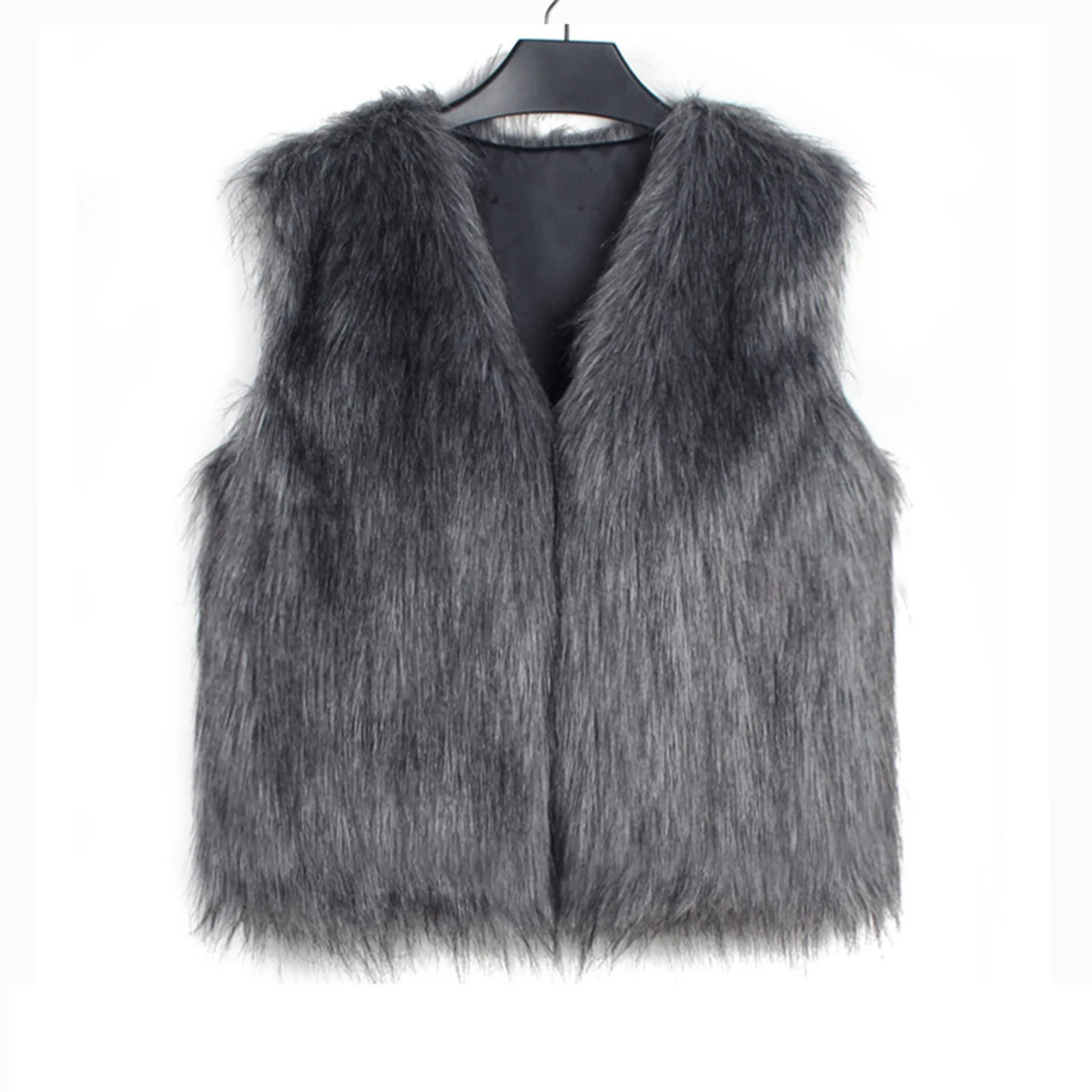 Women Open Front Jackets Vest Solid Outwear Gilet Streetwear Fashion Solid Color Sleeveless Faux Fur Vest 251029