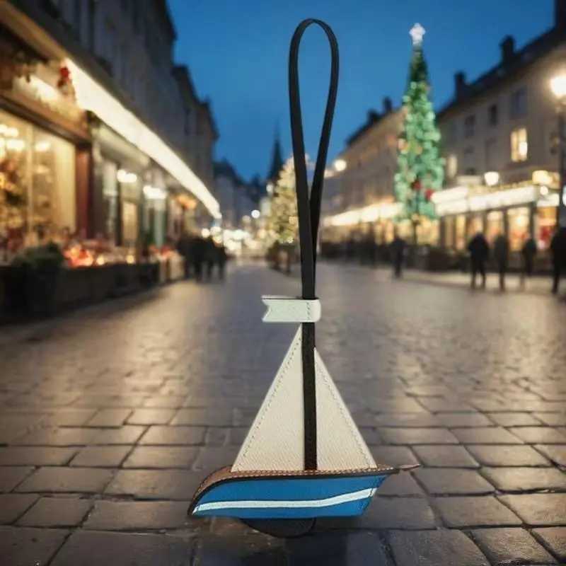 Newly Sailboat Bag Charm Pendant Smooth Sailing Handmade Genuine Cowhide Car Hanging High Quality Key Chain Bags AccessoriesW251029