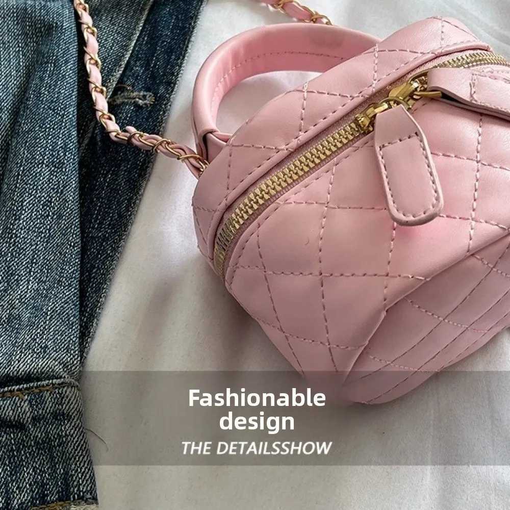 Mini Diamond Quilted Leather Bucket Bag MultiColor with Gold Chain Shoulder Strap Plaid Chain Bag Checkered Pattern W251029