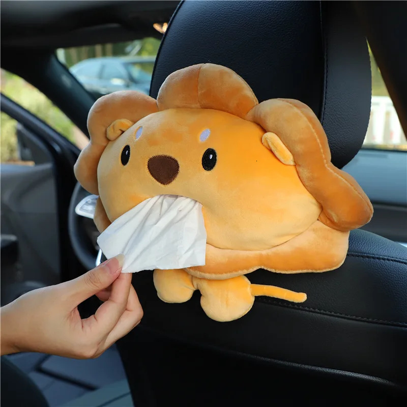Cute Lion Cartoon Tissue Box Female Plush Decoration Items Home Car Cardboard Box Paper Towel Holder 251029