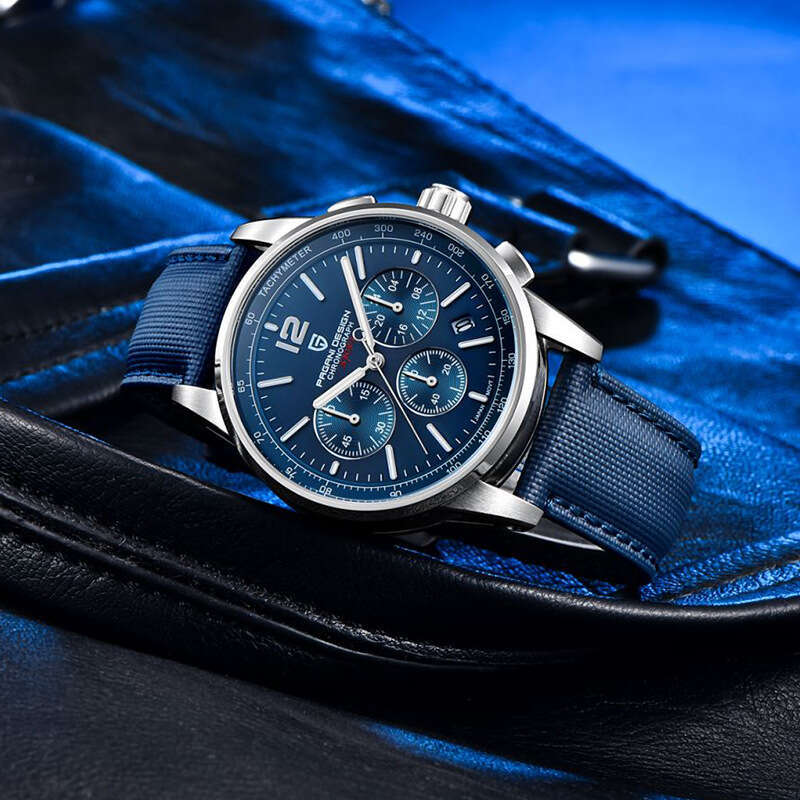 PAGANI DESIGN New Chronograph Blue Glass Mirror Luminous Calendar PD-YS008