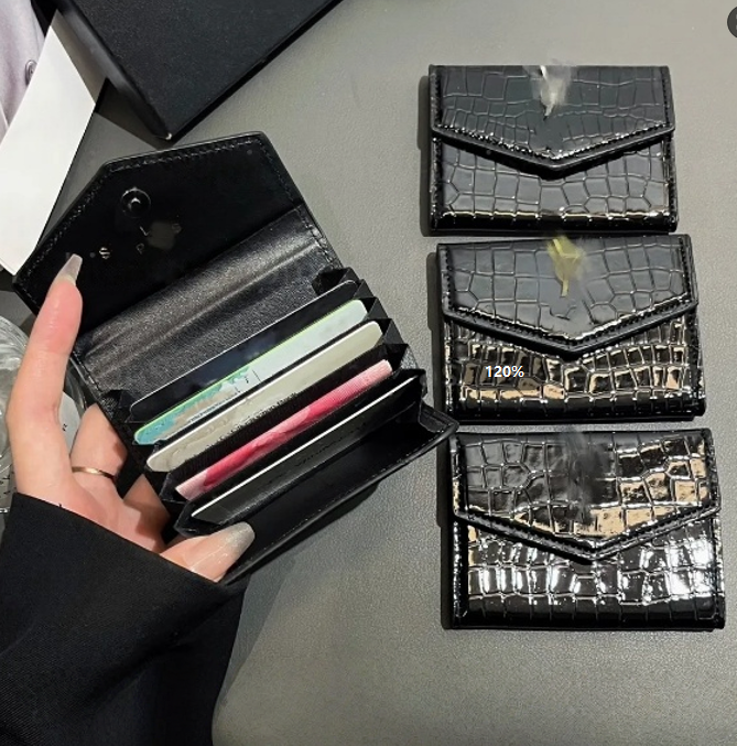 Top Luxury Designer Caviar Card Holder Leather Purse Fashion Y3 Womens Purses Mens Key Ring Credit Cards Wallet Bag Travel Documents Passport Holders with box card