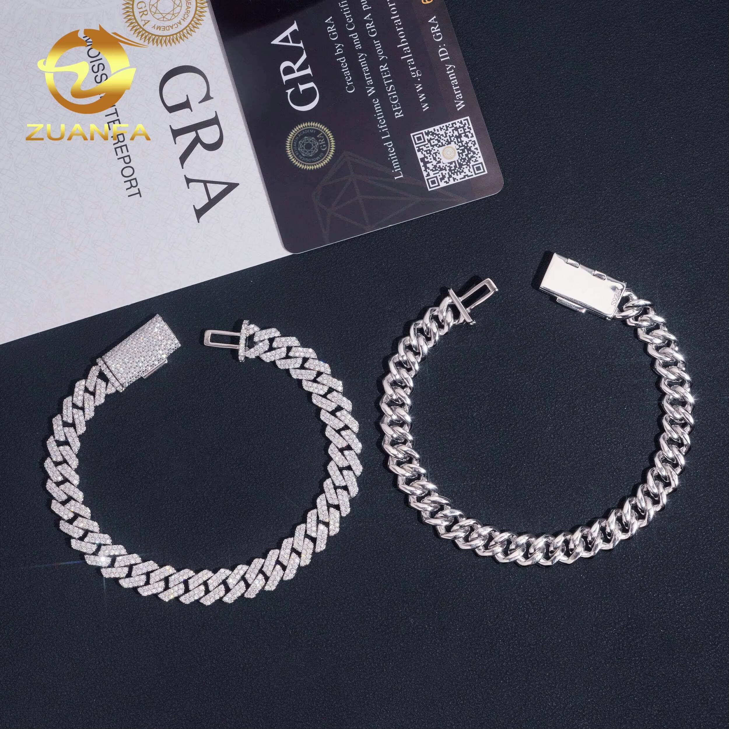 USA Local Stock 8mm Bracelet Custom Hip Hop Jewelry Iced Out Diamond 925 Silver VVS Moissanite Cuban Link Chain Bracelet