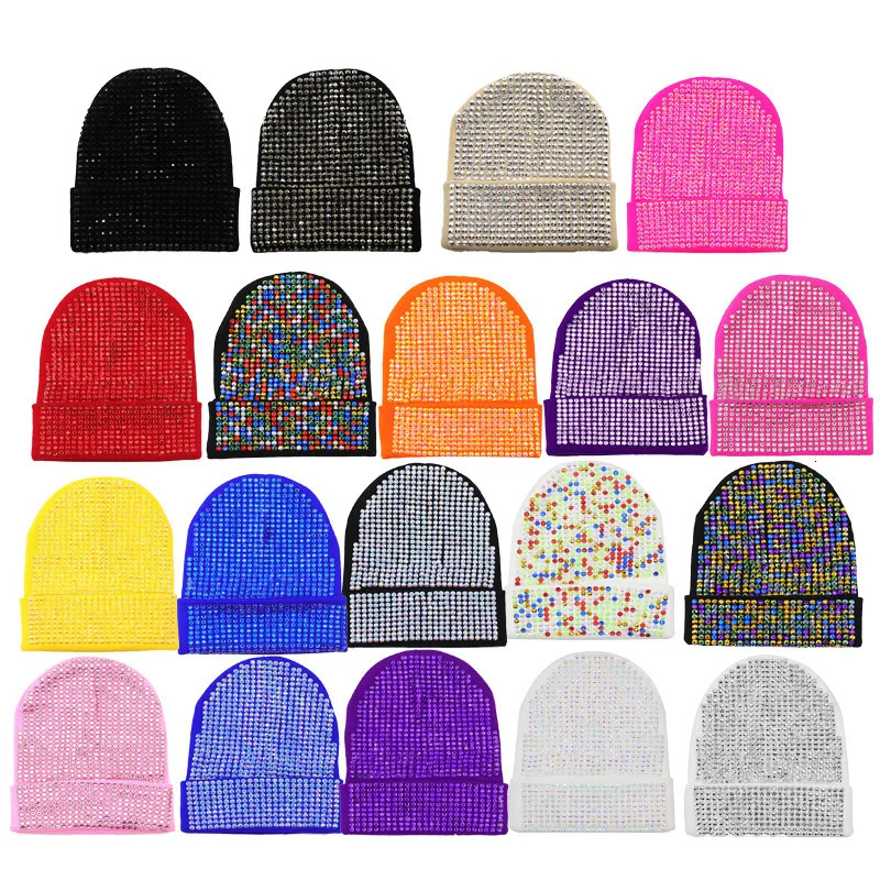 Beanie Diamond Inlaid Solid Color Brimless Bell Shaped Hat Handmade Woolen Warm Sticky Knit 4m857 251013