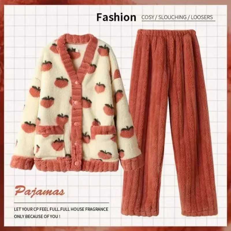 Autumn Winter New Women Outcoat Flannel Pajamas Autumn Thickened Warm Suit Loose Comfortable Homewear Casual Jacket sleepwearT251029